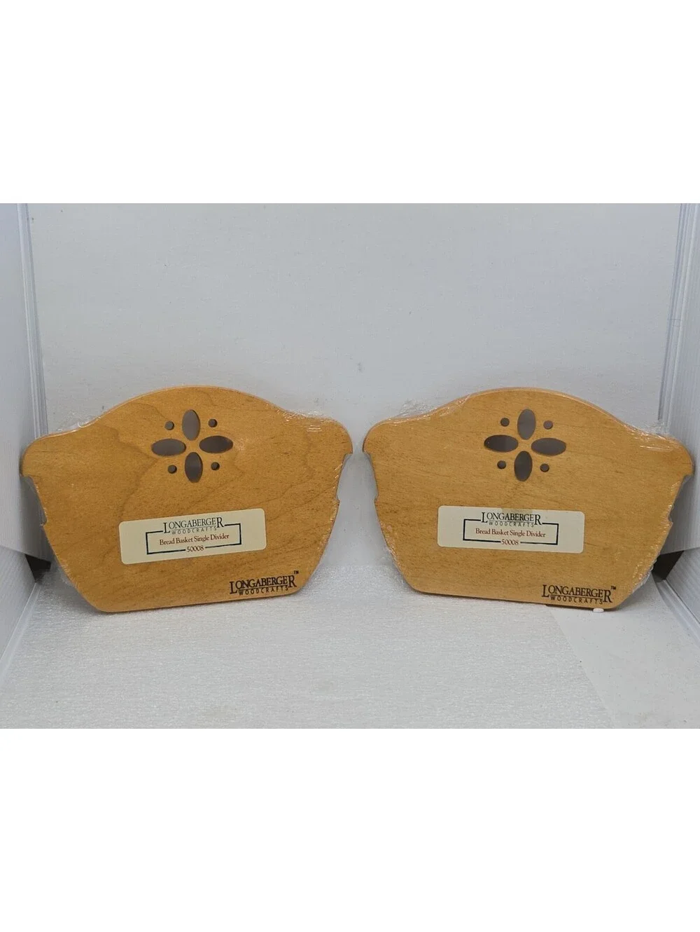 2 Longaberger Woodcrafts Bread Basket Single Divider Wooden #50008 New Sealed